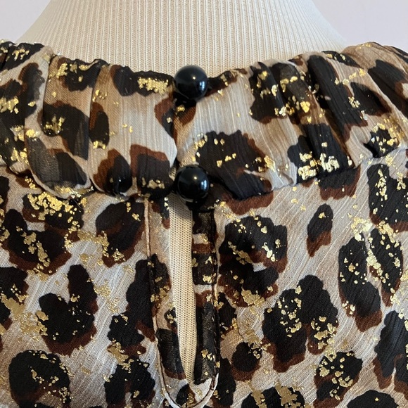 BCX Womens Animal Print Tank Top, Size Large, Tiered, Sheer, Black/Tan/Gold - Picture 4 of 7